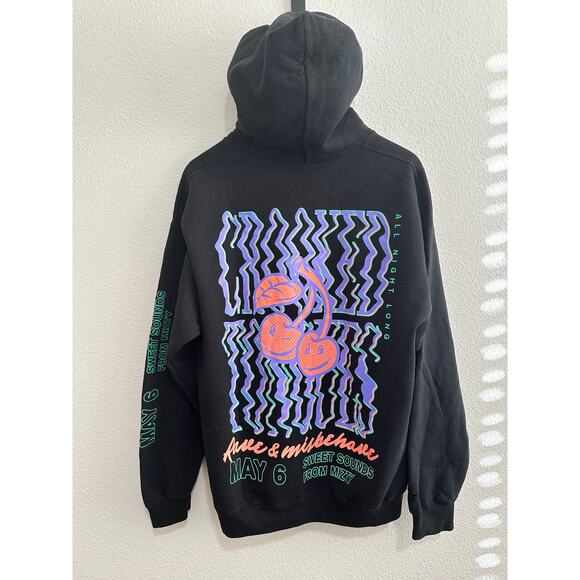 Crooked Tongues Rave and Misbehave May 6 Black Hoodie Size M Unisex Cherry Print - Picture 3 of 9